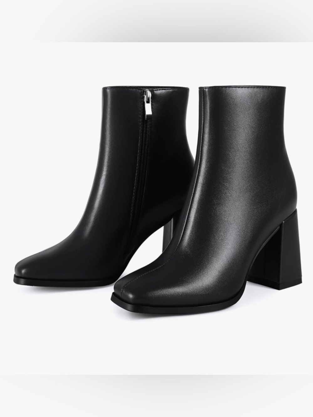 Wetviro Women’s Square Toe Ankle Boots Chunky Block Heel Matte Black 8.5 NWT